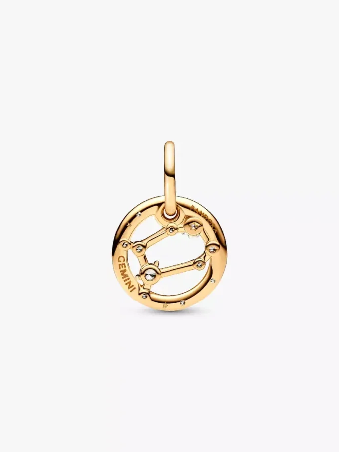 Zwillinge-Sternzeichen-Dangle Charm, 14 Karat vergoldet